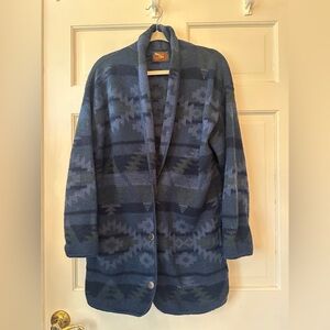 Alps Fine Women’s Apparel Blue Aztec Knit Wool Cardigan